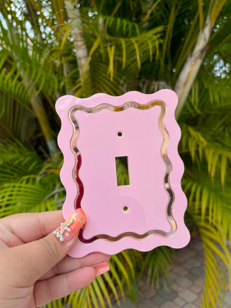 Squiggle Mirrored Light Switch Single Cover