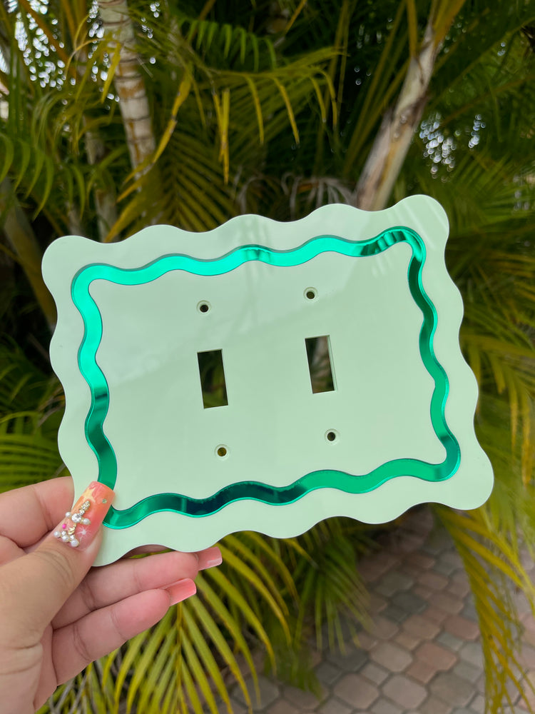 Squiggle Mirrored Light Switch Double Cover