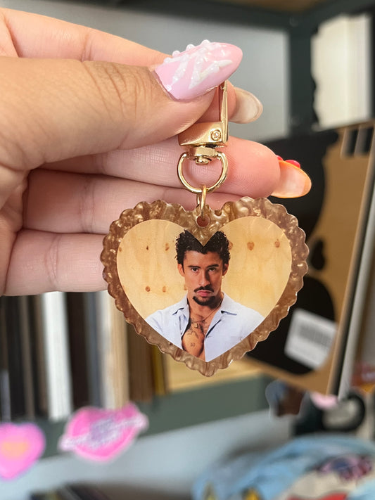 Bad Bunny Puerto Rico Heart Keychain