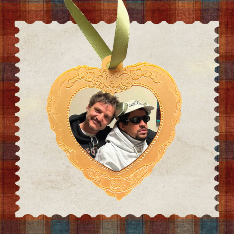 Bad Bunny and Pedro Heart Ornament