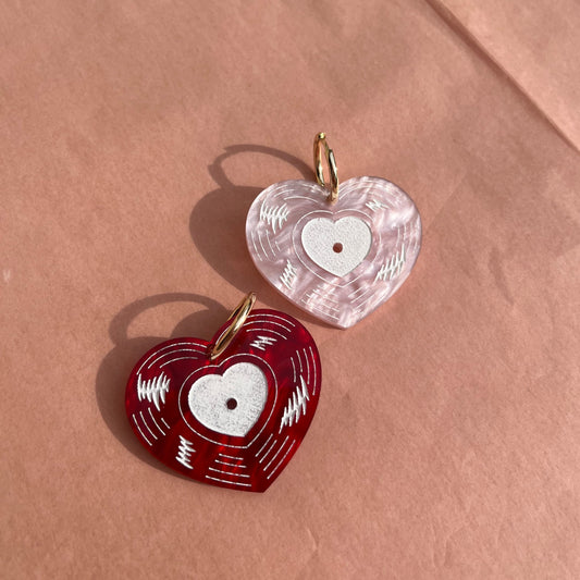 Red and Pink Pearl Heart Vinyl