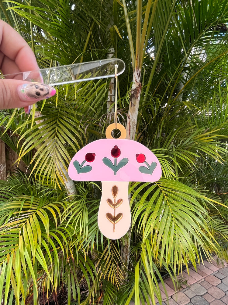 Folk Pink Mushroom Ornament