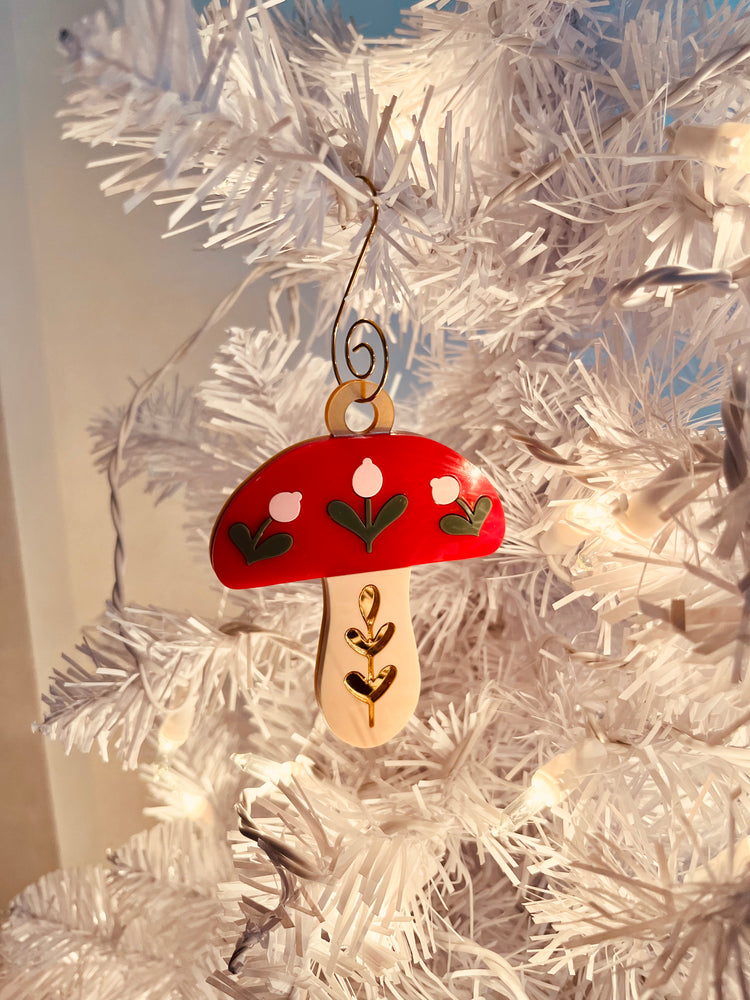 Folk Red Mushroom Ornament