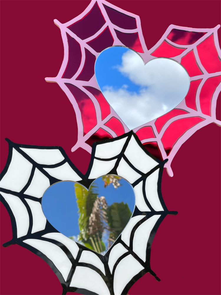Sweetheart Pink Spiderweb Mirror