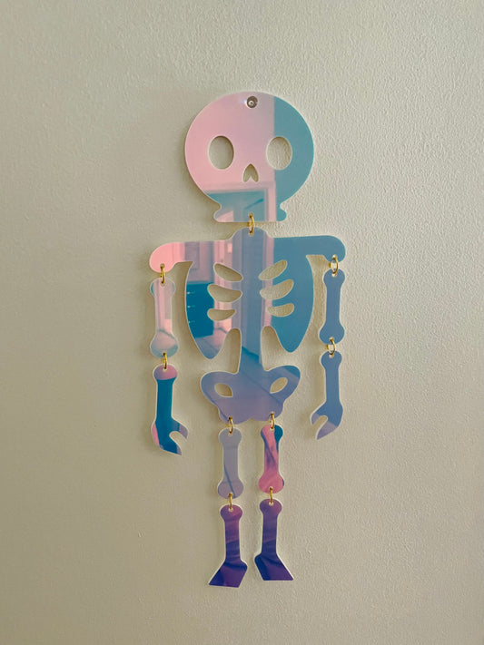 Spooky Iridescent Skeleton Wall Hanging