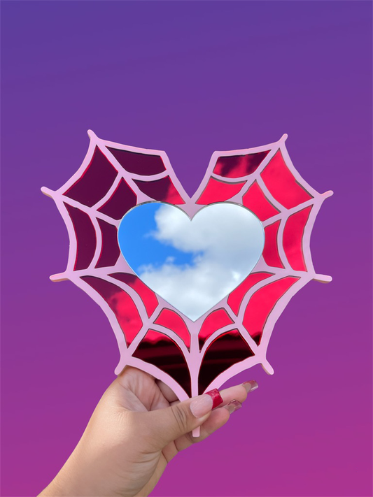 Sweetheart Pink Spiderweb Mirror